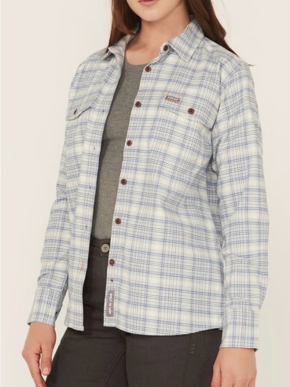 ARIAT WOMEN'S REBAR FLANNEL DURASTRETCH LONG SLEEVE BUTTON-DOWN WORK SHIRT L